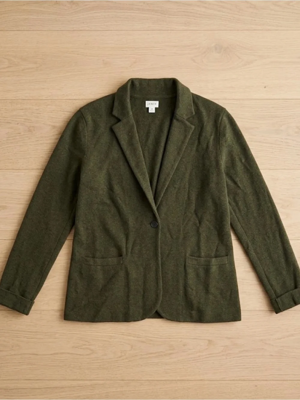I crew woman’s olive green sweater blazer jacket size large like new